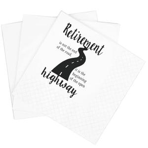 SharkBliss Funny Retirement Quotes Cocktail Napkins, 100 Pack Retirement Is Not The End Of The Road It Is The Begining Of The Open Highway Cocktail Napkins 2-Ply, 5x5" (Retirement Is Not End Of Road)
