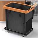 190L (50 Gal) Extra Large Fashion Laundry Hamper 2 Section with Lid, Rolling Laundry Basket Hamper with Handle, Laundry Organizer Storage Cart with Sturdy Metal Frame for Laundry Room, Hotel, black