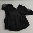 Yiershu Women's Jumpsuits Casual Dressy One Piece Outfits V Neck Formal Short Sleeve Mesh Ruffle Sleeve Romper (XX-Large, Black)