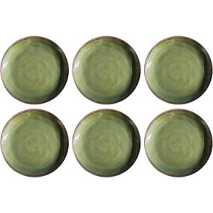 Retreat Pottery Green newWave Microwave Safe Premium Melamine Dinner Plate, Set of 6, 10.5"