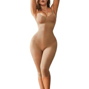 Tummy Control Bodysuits Full Body Suit Shapewear One Piece Capri Jumpsuits for Women (Medium, Sienna)