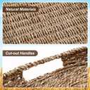 Extra Large Round Wicker Tray with Handles 26.77 Inches Round Rattan Tray Handwoven Seagrass Wicker Table Basket for Farmhouse Decorative Oversized Coffee Table Living Room Organizer