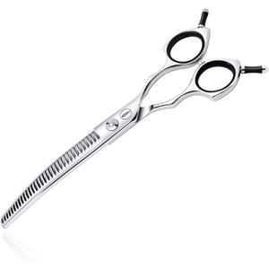 HASHIMOTO Curved Chunkers Shears Dog Grooming, Cat Curved Scissors, 33 teeth, 7.0 Inch, 65% Thinning Rate, Light Weight. Special Designed for Pet Groomers or Family DIY Use