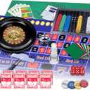 5 in 1 Premium Casino Game Set: Blackjack/Roulette/Craps/Texas Holdem/Poker Game Kit with 360 Chip+8 Deck Card+Roulette Wheel+2 Two-Sided Felt+6 Dice+Stratedgy Card,Texas Holdem Poker Blackjack Set