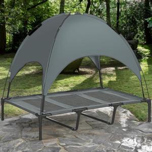 Human Dog Bed with Canopy, Breathable cave Dog Bed with Elevated mesh for Airflow, Portable Camas para Perros with Shade Cover, Travel Bag, Steel Frame (48 inch)