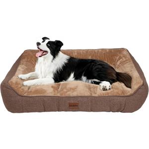 Orthopedic Dog Bed for Large Dogs - Extra Thick Supportive Dog Couch Bed, Pet Beds Sofa with Waterproof Washable Cover & Non-Slip Bottom, Brown, 38x28 Inch