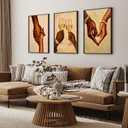 Black Couple Love Wall Art Black People Canvas Wall Decor African American Couple Art Pictures Afro Man Woman Poster Holding Hands Prints Painting for Bedroom Living Room 16x24 Inch Unframed Set of 3