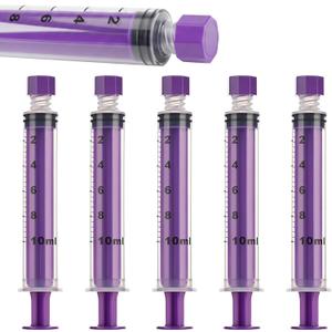 10ml Syringe with Screw Cap, 10cc Syringe for Liquid Feeding, Science Lab, Measurement, Individually Sealed Packed, 10 Pack