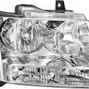 Headlight Assembly For 2007-2014 Chevy Tahoe 07-13 Chevy Avalanche Suburban 1500 2500 Head light , Replacement Head Lamp Set with Chrome Housing Clear Reflector