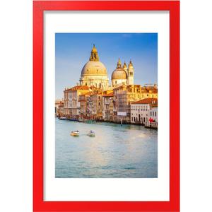 wyooxoo 12x18 Picture Frame Red Solid Wood Photo Frames Display Pictures 10x14 with Mat or 12x18 Without Mat Colorful Frame For Tabletop Display or Wall