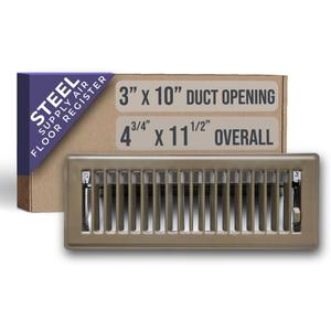 Fits 3x10 and 10x3 Duct Opening | Floor Register with Louvered Design by Handua | Heavy Duty Walkable Design with Damper | Floor Vent Grille | Easy to Adjust Air Supply Lever | Brown