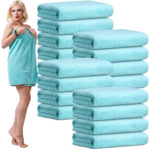 16 Pack Microfiber Bath Towels Bulk 27'' x 60'' Oversized Size Bath Towel Highly Absorbent Extra Large Soft Drying for Beach Shower Summer Salon Sport Gym Party (Wheat,Light Blue)