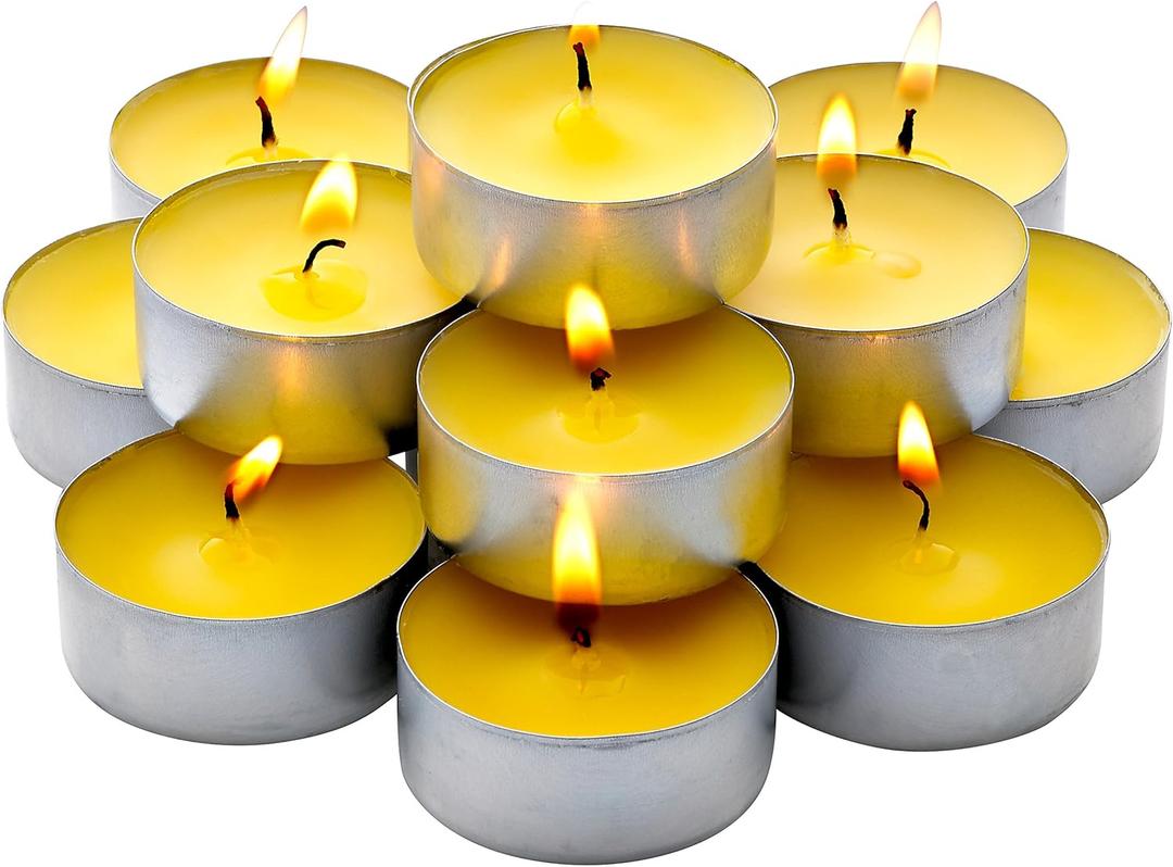 Bulk Pack - 60 Pack Citronella Tealight Candles - Summer Yellow - Indoor/Outdoor