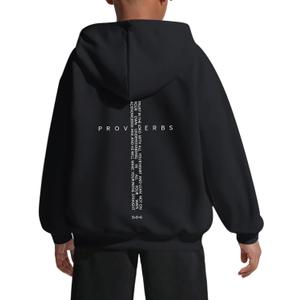 Lubpow Christian Hoodies for Kids Boys Religious Jesus Hoodie Faith Cross Sweatshirts Vintage Bible Verse Graphic Pullovers(Black,150)
