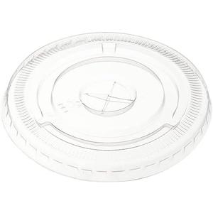 GUSTO [100 Count] Clear Flat PET Plastic Lids (No Hole) 98mm Snap-On Lids for 12, 16, 20 & 24 oz Milkshake Cups, Leak-Resistant & Stackable (Formerly Comfy Package)