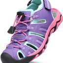 DREAM PAIRS Boys Girls Summer Outdoor Athletic Sport Sandals Walking Hiking Hook and Loop Adjustable Multicolor for Toddler/ Little/ Big Kids, Size 13 Little Kid, Lavender/ Baby/ Blue/ Fuchsia, 160912-K