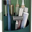 Zufudo Toothbrush Holders with Cover, Drainage Rotating Electric Toothbrush Organizer, 3 Slots Tooth Brush Holder for Bathroom Counter, Green