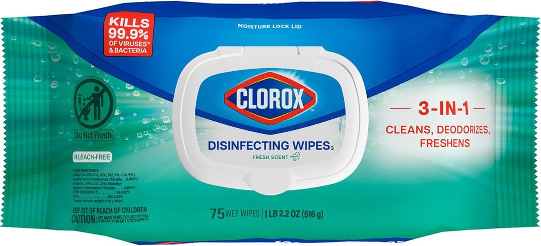 Clorox Disinfecting Wipes Flex Pack, Bleach Free, Fresh Scent, 75 Count 