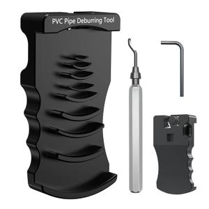 9-in-1 PVC Pipe Deburring Tool, Adjustable Chamfer Tool 0.5"–4", PVC Pipe Reamer, Plastic Pipe Deburr Tool for PVC CPVC ABS PP PE, Plumbing Chamfer Reamer Tool Set (Black)