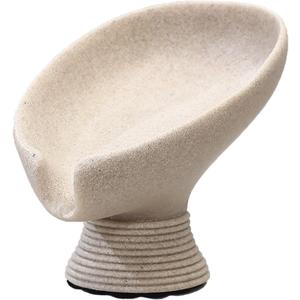 Self Draining Soap Dish with Suction Cup, Leaf Shaped Resin Soap Holder for Bathroom, Shower, Sink & Kitchen (Beige)