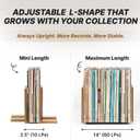 Adjustable Vinyl Record Holder to Keep Records Upright, Holds 2060 LPs, Solid Acacia Wood Album Stand, Modern Decorative Display for Player, Shelf & Home Decor