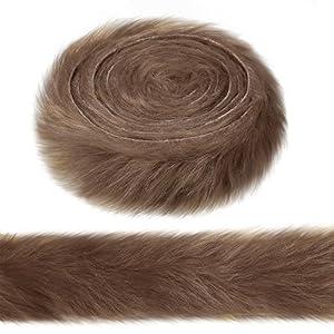 Syhood 2 Inches Wide Christmas Faux Fur Ribbon Trim Fabric Roll for Christmas Tree Decoration or Wreath Bows Craft, 120 Inches Long (Coffee, 2 Inch)