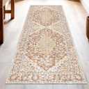 Washable Runner Rug 2x6 | Non Slip Rug Runners for Hallways, Entryways, Kitchens, Bathrooms, Bedrooms | Ultra-Soft Flannel Carpet Runners with Rubber Backing (Beige, 2x6)