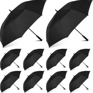 Jexine Large Automatic Open Golf Umbrella 62 Inch Double Canopy Rain Umbrella Windproof Waterproof Heavy Duty for Men Women Family Travel Sports