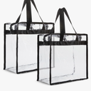 Juvale Clear Stadium Approved Bags - 12x6x12 Large Transparent Tote Bags with Zippers and Handles 2 Pack