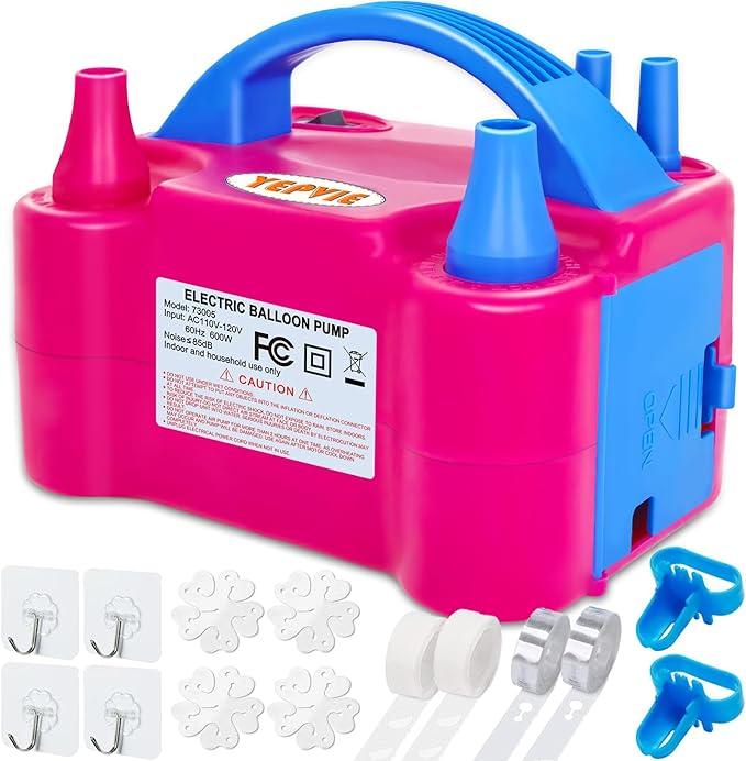 Electric Balloon Pump, YEPVIE 2 Modes Balloon Inflator with 2 Balloon Tying Tools, Air Pump for Balloon, Portable Balloon Blower Machine for Party Decoration