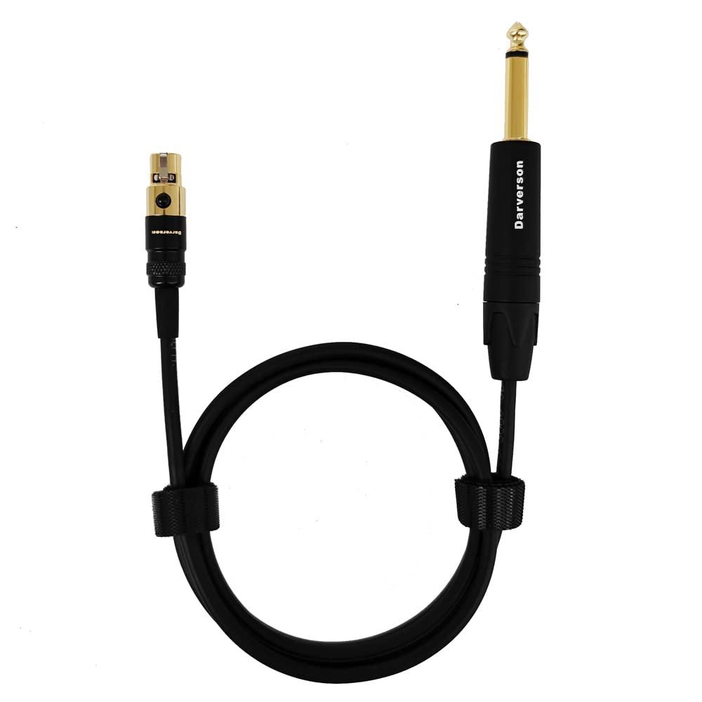 3-pin Mini XLR to 1/4 Guitar Bass Instrument Cable for AKG Transmitter with Gold Plated Connector