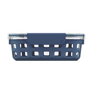 Ello Duraglass Meal Prep Container, 5 cup- Glass Food Storage Container with Silicone Sleeve and Airtight BPA-Free Plastic Lid, Dishwasher, Microwave, and Freezer Safe, Midnight