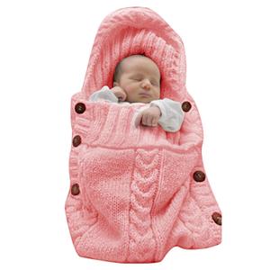 XMWEALTHY Newborn Baby Wrap Swaddle Blanket Knit Sleeping Bag Sleep Sack Stroller Wrap for Baby (Light Pink) (0-6 Month)