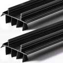 Pushglossy 2 Pcs Kerf Style Door Bottom 36" Long 1 3/4" Wide Replacement Threshold Seal with Vinyl Fins Weatherstrip Draft Stopper for Interior Exterior Doors(Black)