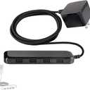 UltraPro Desktop Charging Station, 24W 6 Ft 4 Ports Power Strip, Multiport Charging Station, A Desktop Charger for iPhone 16 Series, 15 Series, iPad Pro, Braided Cord, Black, 54734