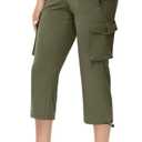 TBMPOY Womens Capri Lightweight Cargo Hiking Quick Dry Pants Stretch Pockets Cropped Casual Summer Travel Outdoor (Green, XL)