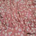 Floerns Women's Boho Floral Print Shirt Wrap V Neck Ruffle Puff Short Sleeve Peplum Blouse Top (Medium, Pink)