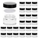 1oz Glass Jar with Lid, Hoa Kinh 16Pack Clear Round Containers Cosmetic Glass Jars with Inner Liners and Black Lids Travel Jars for Storing Lip and Body Scrub, Lotion, Body Butter, Bath Salts, Liquid