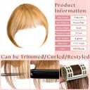 Clip in Bangs 100% Real Human Hair Extensions French Bangs for Women Fake Bangs Clip on Bangs Faux Hair extensions Fringe with Temples (Ash Blonde)