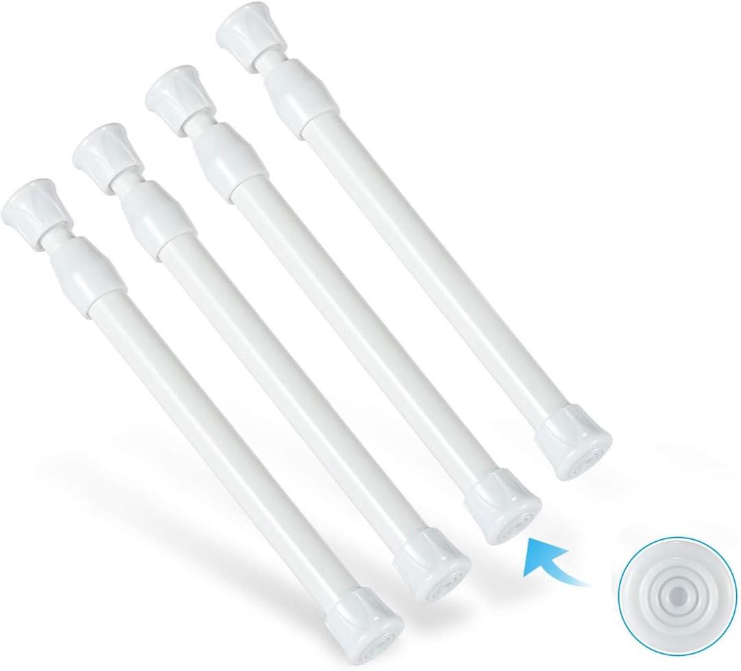 4 Pcs Tension Rod, Goowin Short Tension Rod, No Drilling Small Tension Rods for Closet, Rustproof Spring Rod, Mini Thin Tension Rods for Cabinets, Cupboard, Wardrobe Bars, Bookcase, (7-11 inch-4 Pcs)