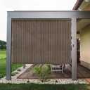 SEEYE Outdoor Sunshade Roller Shades 6' W x 6' H, Cordless Roll Up Shade Blinds Privacy Screen with 90% UV Protection, Exterior Patio Shade Cloth for Porch Pergola Balcony Backyard Windows, Mocha