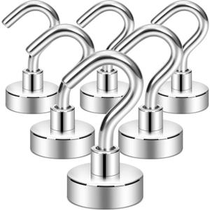 Neosmuk Magnetic Hooks, Cruise Ship Essentials, 30lb+ Heavy Duty Magnetic Hooks for Cruise Cabins, Refrigerator, Grill, Hanging, and Travel | Extra Strong Must-Haves Magnet Hook (Silver)