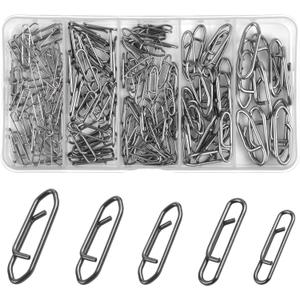Fishing Power Speed Clips Kit, 60/160pcs Speed Clips for Fishing Lure Quick Change Fishing Snap Clip for Freshwater Saltwater Connector Tackle