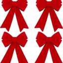 MCEAST 4 Pack Red Christmas Wreath Bows - 18 x 12 Inches Christmas Decoration Bows for Xmas Tree and Party Supplies