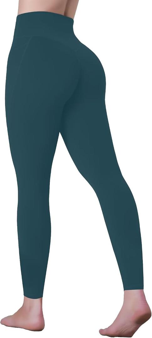 Sunzel Sustainable High Waisted Butt Lifting Leggings with Pockets for Women, No Front Seam Tummy Control Workout Yoga Pants (Green, M)