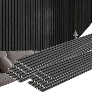 Art3d 8 Pack 96" x 6" WPC Slat Wall Panels, 3D Fluted Panel for Interior Wall Decor, TV Background, Bedroom, Living Room - Classic Black