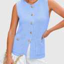 PRETTYGARDEN Women's 2026 Spring Sweater Vest Sleeveless Button Down Knit Cardigan Tank Tops Summer Business Casual Outfits (Blue, M)