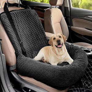 Dog Car Seat for Small Medium Dogs,Detachable Washable Travel Safety Pet Booster Seat, Comfy Ultra Soft and Multifunctional Car Travel Bed,Black