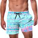 Cozople Men's Swim Trunks with Compression Liner 5.5" Inseam Quick Dry Bathing Suit Boxer Brief Lined Swim Shorts Swimwear (S)
