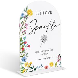 3 x Acrylic Wedding Signs Wedding Sparklers Send Off Sign for Reception, 6x8" Floral Themed Arch Acrylic Table Decor, Love Is In Bloom & Baby In Bloom Decorations for Baby Shower Bridal Shower Engagement